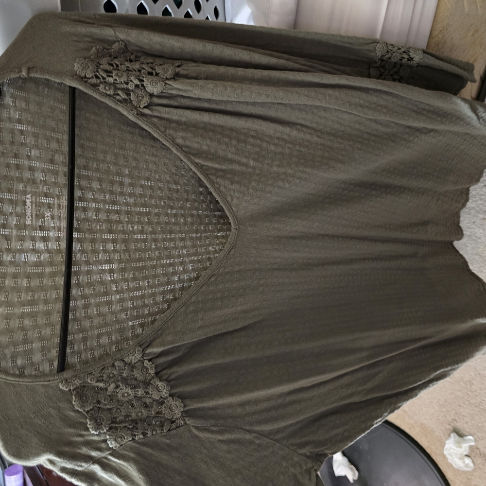 Olive Green Lace Accent Top